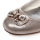 Women's Bridal Shoes Closed Toe Satin Flats Wedding Shoes - florybridal