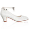 8966 Women's Bridal Shoes Closed Toe 1.9'' Block Low Heel Satin Pumps Rhinestone Wedding Shoes