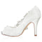 370116 Women's Bridal Shoes Peep Toe 3.9" Stiletto Heel Lace Satin Platform Pumps Flower Wedding Shoes