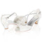 8965 Women's Bridal Shoes Peep Toe 1.9'' Block Low Heel Rhinestone Satin Pumps Sandals Wedding Shoes