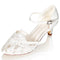 45310 Women's Bridal Shoes Closed Toe 2.4" Mid Heel Lace Satin Pumps Satin Flower Hollow Out Wedding Shoes