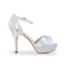 Women's Bridal Shoes Peep Toe 4.1" High Heels Satin Platform Sandals Ruffles Wedding Shoes - florybridal