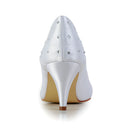 Bridal Shoes Satin 2.5'' Mid Heel Closed Toe Prom Party Dance Wedding Shoes Women Pumps - florybridal