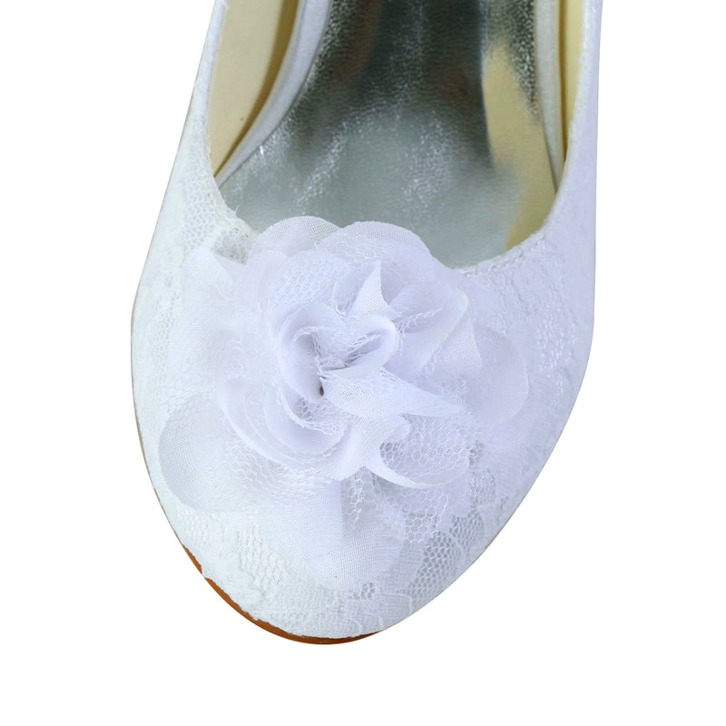 Bridal Shoes Satin 2.5'' Mid Heel Closed Toe Prom Party Dance Wedding Shoes Wommen Pumps - florybridal