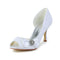 Women's Bridal Shoes Peep Toe 3.14'' Mid Heel Bowknot Satin Pumps Rhinestone Wedding Shoes - florybridal