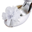 Women's Bridal Shoes Peep Toe 3.9'' High Heel Satin Pumps Flower Wedding Shoes - florybridal