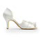 Women's Bridal Shoes Peep Toe 3.14" Mid Heel Bowknot Satin Pumps Rhinestone Wedding Shoes - florybridal