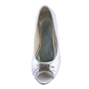 Women's Bridal Shoes PeepToe Satin Flats Ruffles Wedding Shoes - florybridal