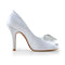 Women's Bridal Shoes Peep Toe 3.9'' High Heel Satin Pumps Rhinestone Wedding Shoes - florybridal