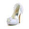 Women's Bridal Shoes Peep Toe 5.2‘’ High Heels Satin Platform Sandals Flower Wedding Shoes - florybridal