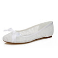 Women's Bridal Shoes Closed Toe Lace Satin Flats Rhinestone Wedding Shoes - florybridal