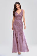 90804 Women's V Neck Sleeveless Lace Mermaid Bridesmaid Dress Wedding Party Gown