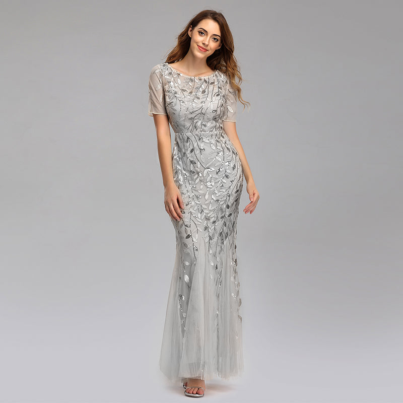 90801 Vestido de boda de la sirena de encaje de las mujeres vestido de novia vestido de novia vestido de novia vestido de lentejuelas de noche