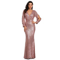 90814 Women's Lace Mermaid Wedding Dress Long Sleeve Wedding Gown Bride Dress Evening Sequin Gown