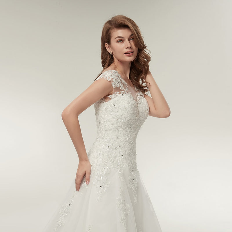 Embroidery Lace A Line Wedding Dress 2020 Bridal Gowns Plus Size Customized - florybridal