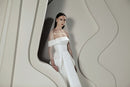 High/Low Wedding Dress Soft Satin Wedding Gowns Elegant Off The Shoulder Bride Dress - florybridal