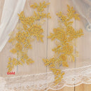 Colors Ganza Emboridered Corded Wedding Large Lace Applique for Bridal Dress Lace Trim Applique - florybridal